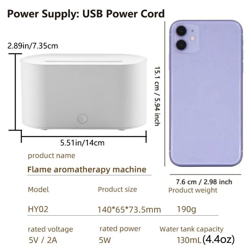 Flame Diffuser Portable USB Powered with 7 Colors Lighting - Vymanel