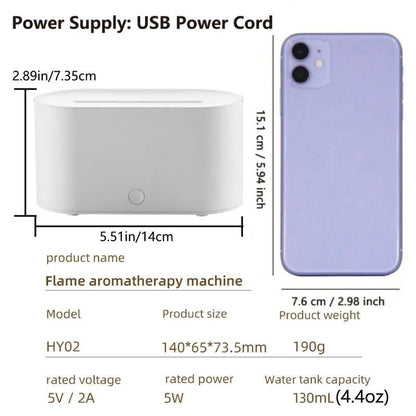 Flame Diffuser Portable USB Powered with 7 Colors Lighting - Vymanel