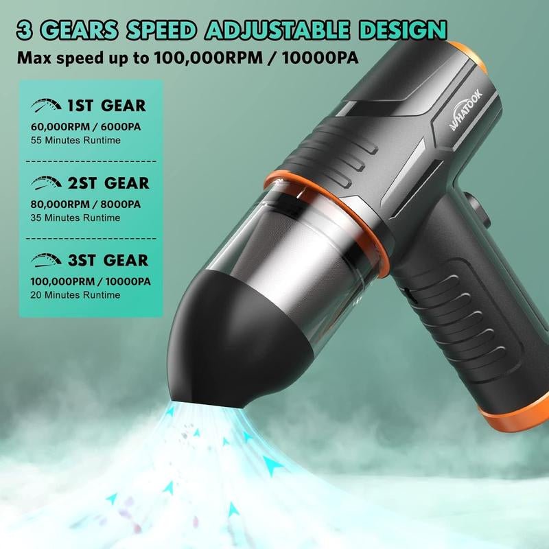 2 - In - 1 Air Duster 100000 RPM & 10 Kpa Cordless Car Portable - Vymanel