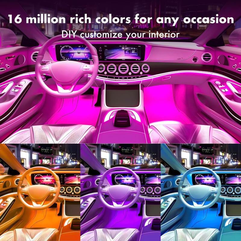 Car LED Lights Smart App Control Color Music Mode 4Pcs Strip Lights - Vymanel