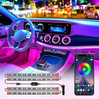 Car LED Lights Smart App Control Color Music Mode 4Pcs Strip Lights - Vymanel