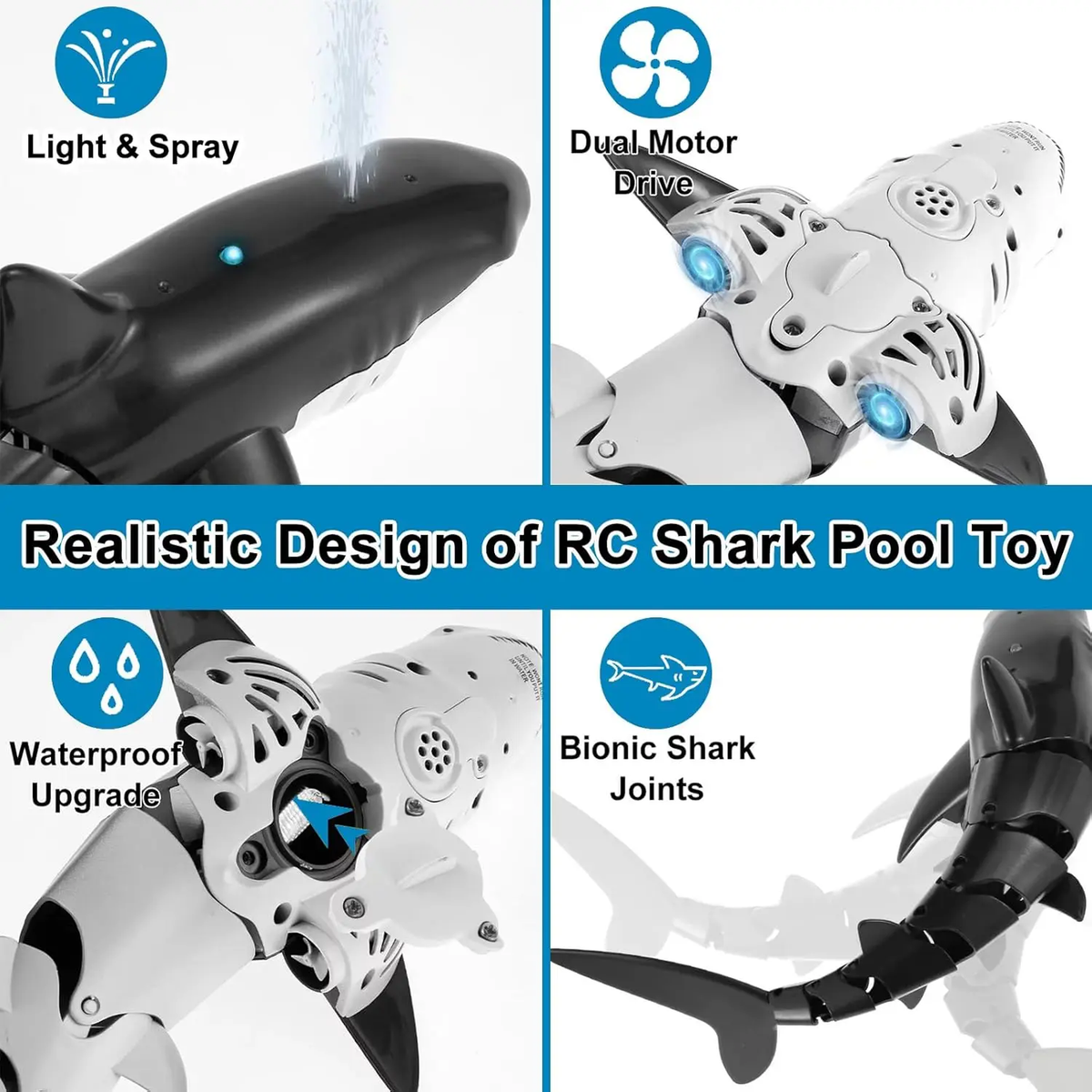 Smart RC Shark Whale Spray Water Toy Remote Electric - Vymanel