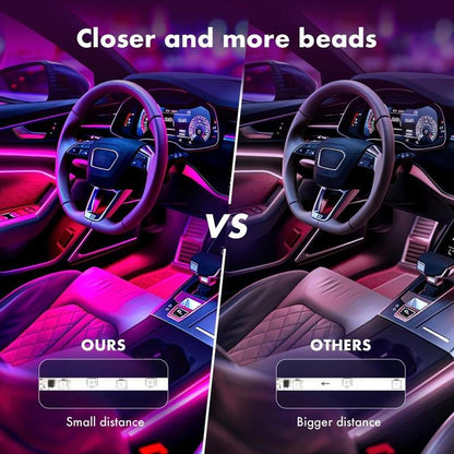 Car LED Lights Smart App Control Color Music Mode 4Pcs Strip Lights - Vymanel